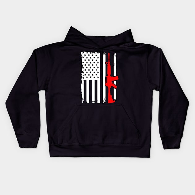 Rifle Ar 15 Usa Flag Kids Hoodie by QUYNH SOCIU